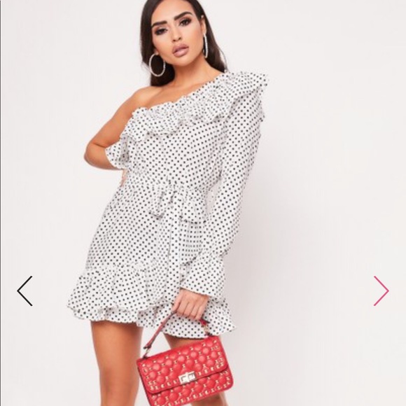 Dresses & Skirts - Polka Dot One Shoulder Mini dress